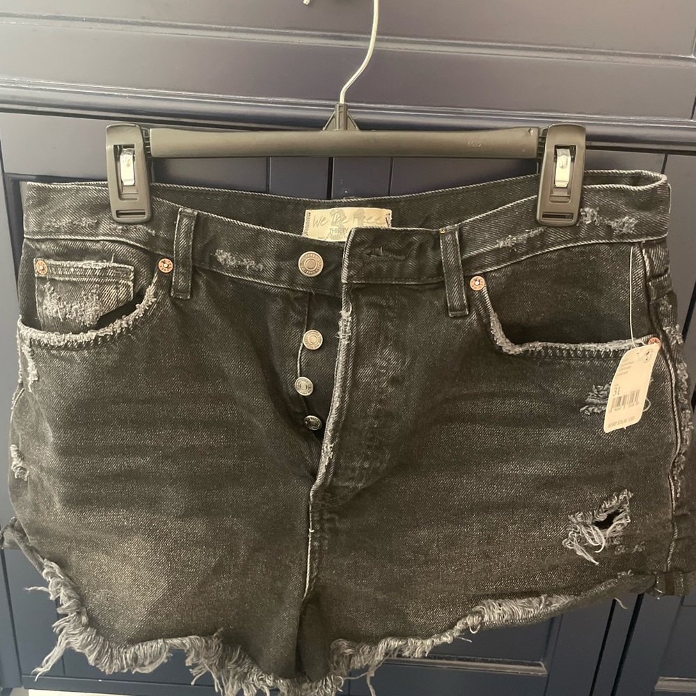 Free people black denim shorts